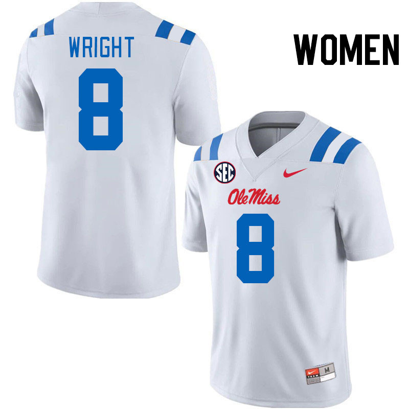 Women #8 Dae'Quan Wright Ole Miss Rebels 2024 New Uniforms College Football Jerseys Stitched-White